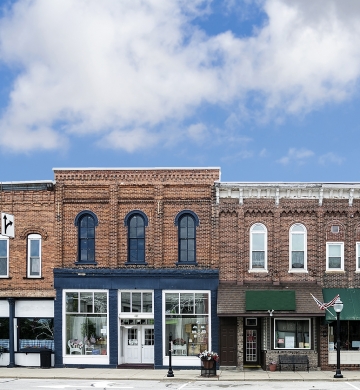 exterior image of retail store fronts