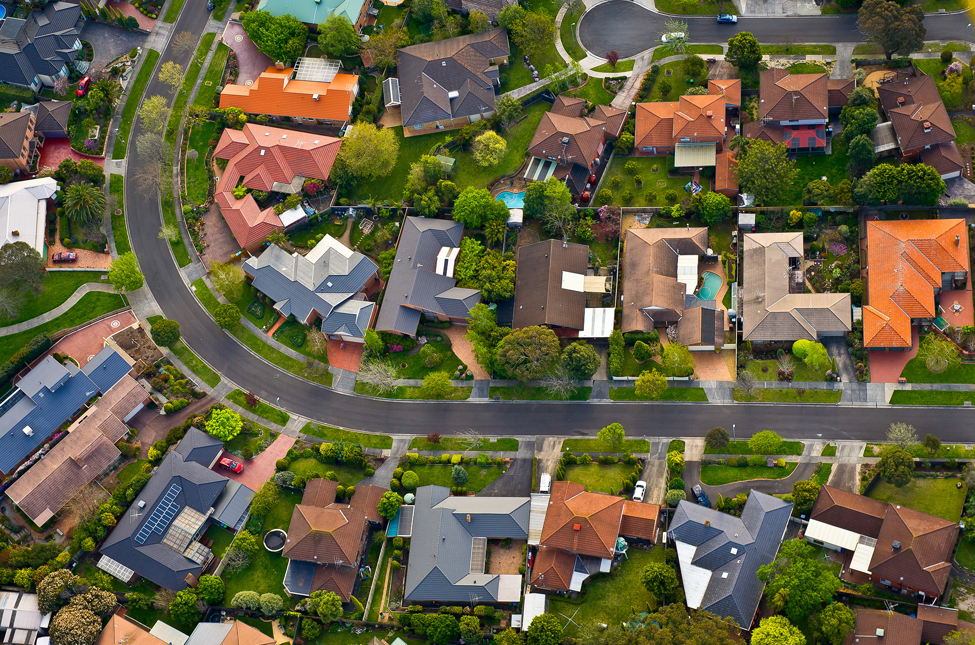 Rooftops in neighborhood